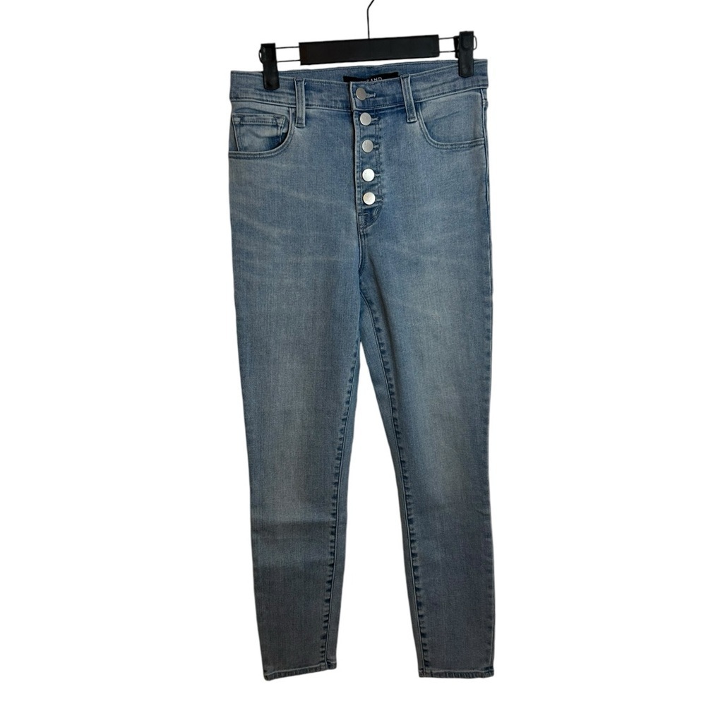 J Brand Light Wash Exposed Button Fly Skinny Jeans